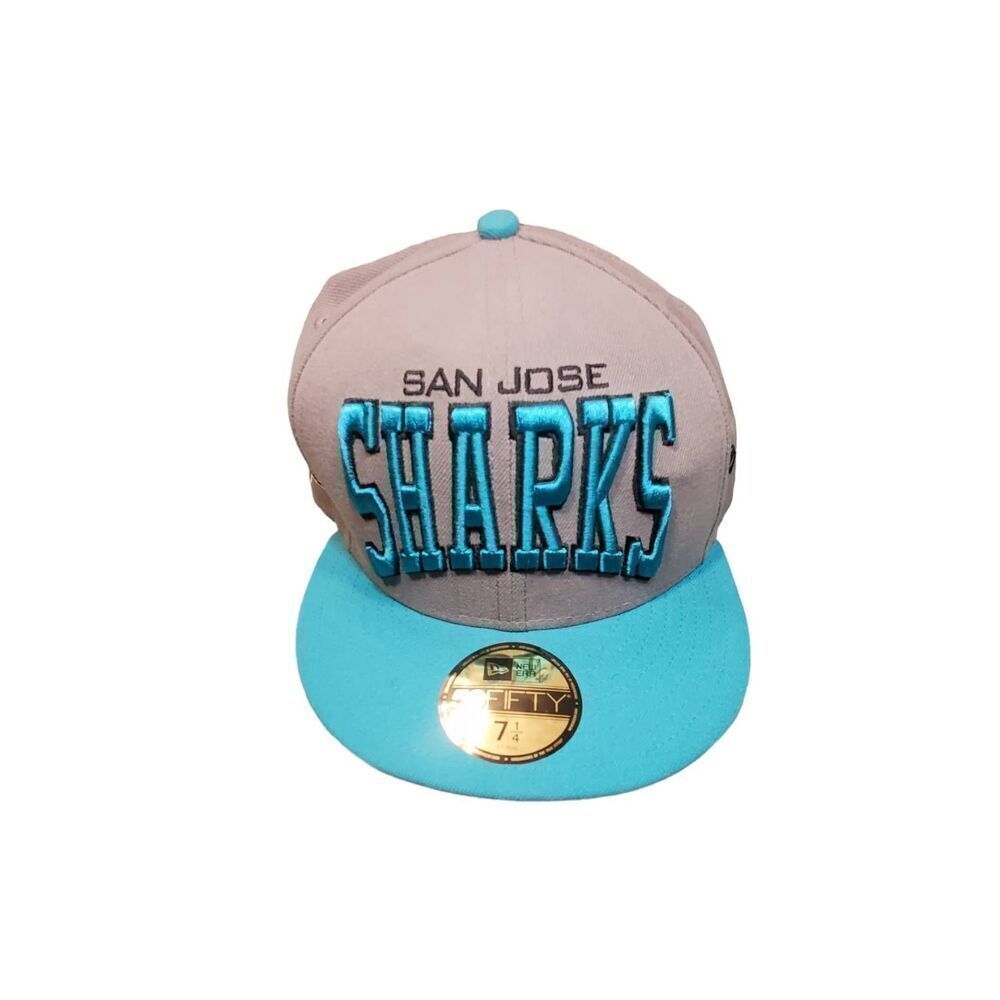 RARE Embroidered San Jose Sharks New Era 59FIFTY Fitted Hat  Size 7 1/4